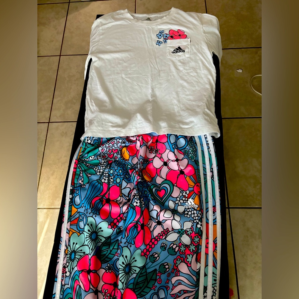 Adidas Pink and Blue Midi Skirt Casual Resort Wear